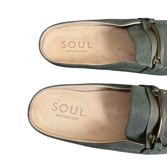 SOUL Naturalizer Womens Style Slip On Loafer Mules Shoes Green 8M Faux Suede EUC - Picture 4 of 8